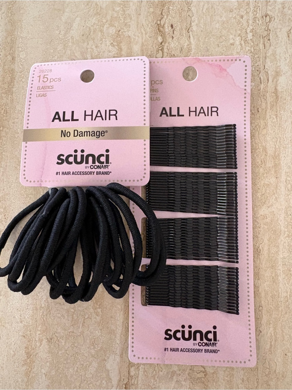 scünci Black Hair Elastics & Bobby Pins Set - All Hair